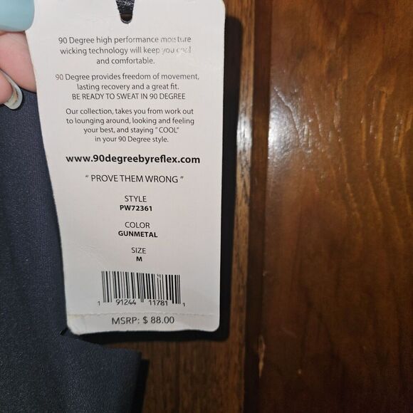 90 Degree By Reflex Gunmetal Yoga Leggings M | Side Cutout Compression NWT - Picture 5 of 8